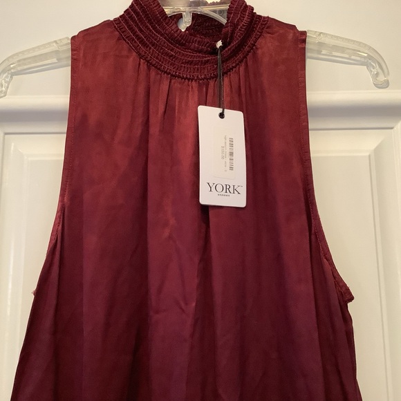 York Street Dress Size Small Wine Red High Neck Asymmetrical Hem Sleeveless - Picture 8 of 14